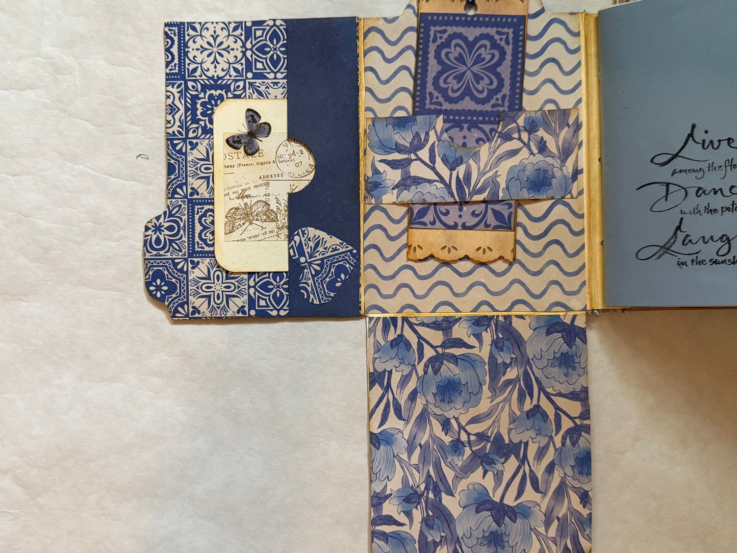 Junk Journal: Petite Diary Grungy Trashy Collage Art Vintage Blue theme