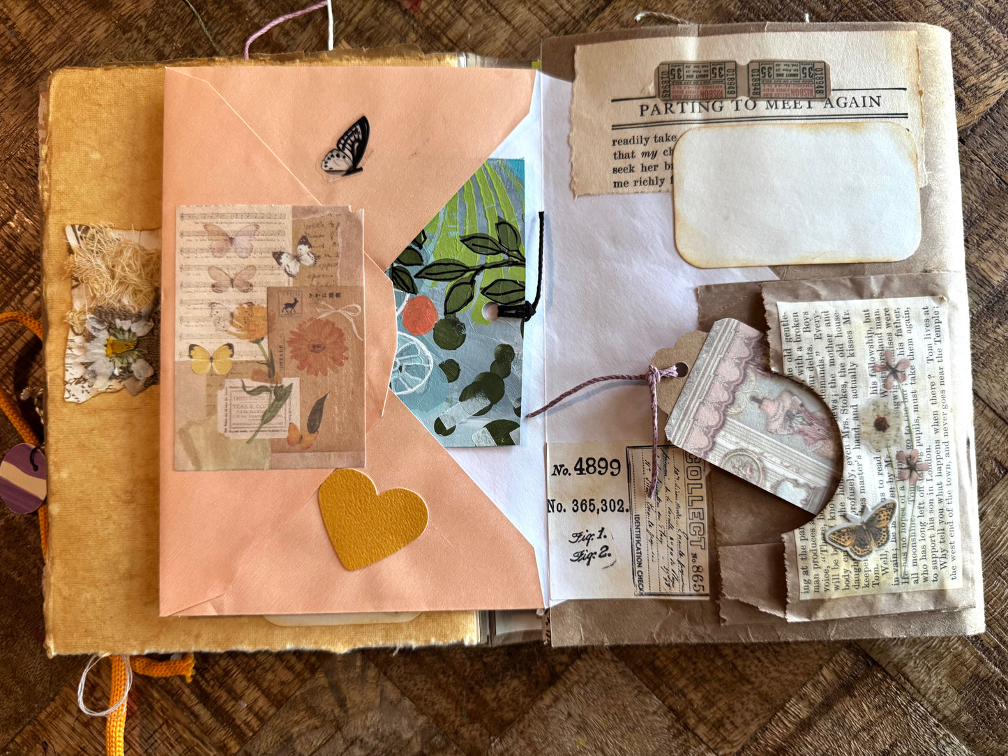 Junk Journal: Petite Grungy Trashy Collage Art Vintage Yellow2