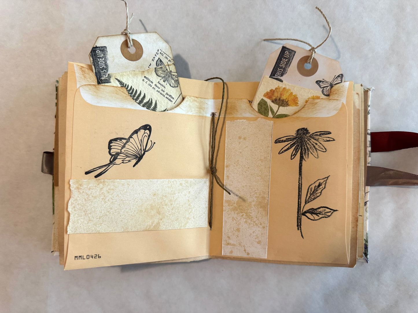 Junk Journal: Petite Grungy Trashy Collage Art Vintage Herb theme