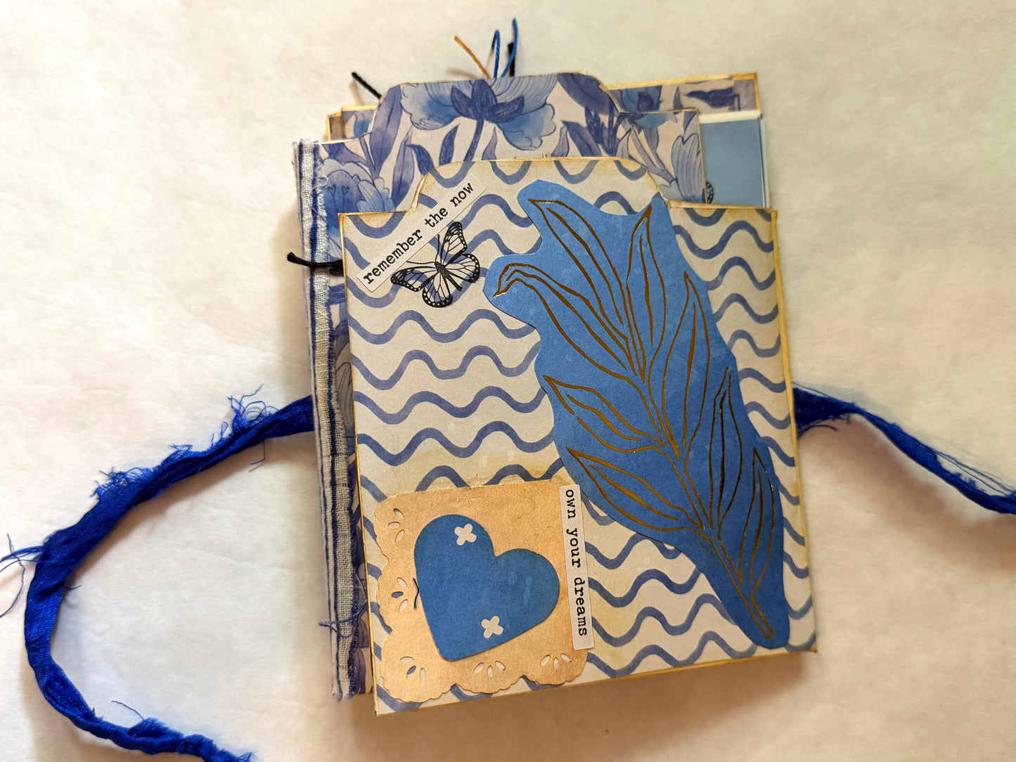 Junk Journal: Petite Diary Grungy Trashy Collage Art Vintage Blue theme
