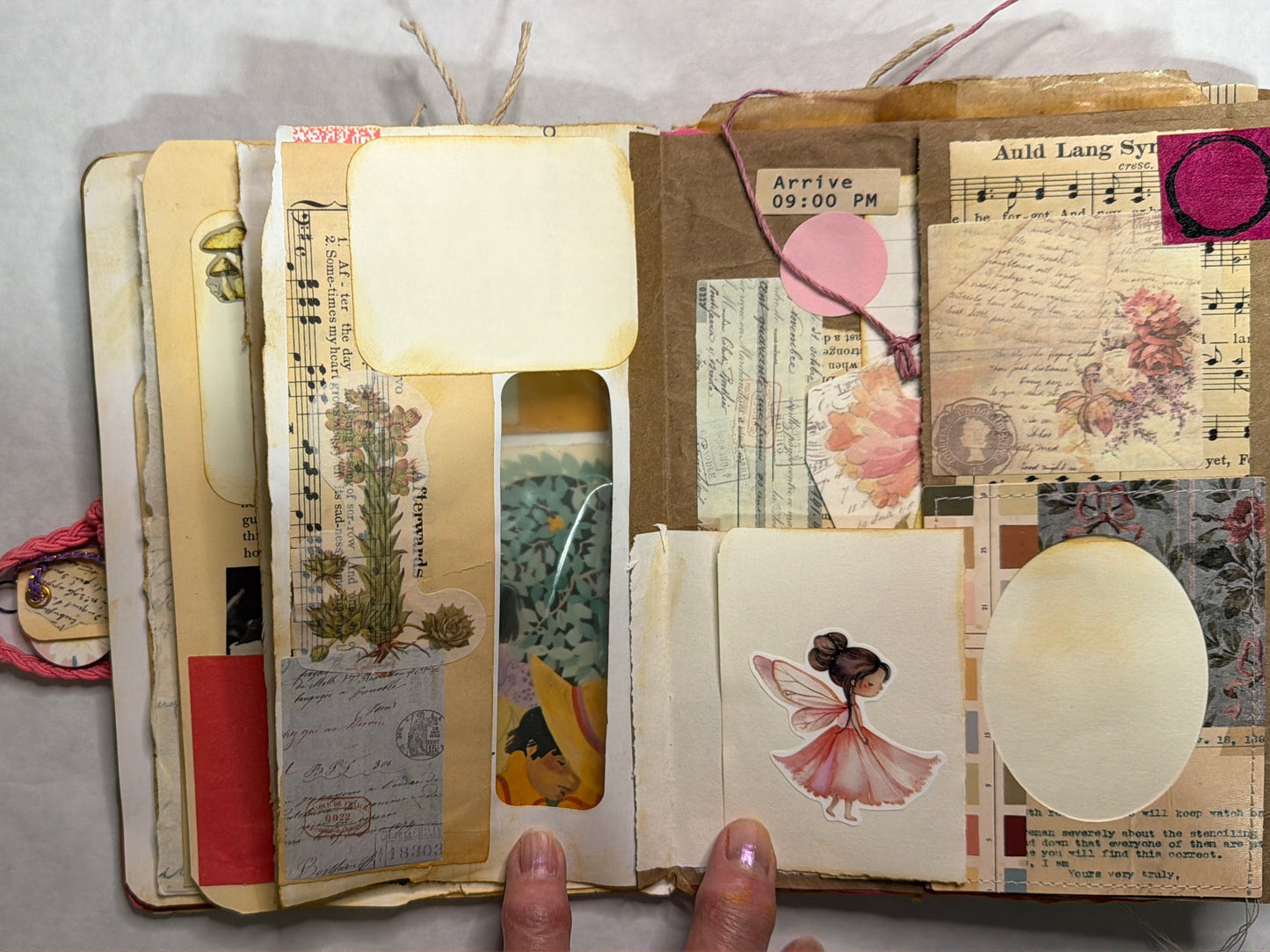 Junk Journal: Petite Grungy Trashy Collage Art Vintage Pink