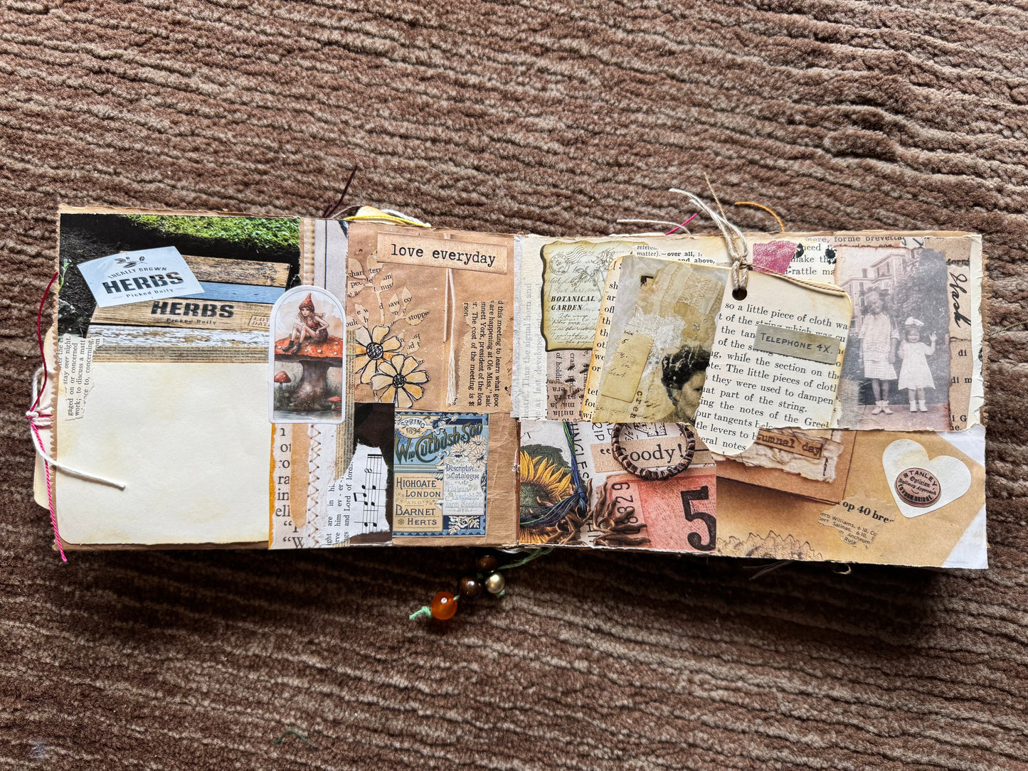 Junk Journal: Petite Grungy Trashy Collage Art Vintage Garden