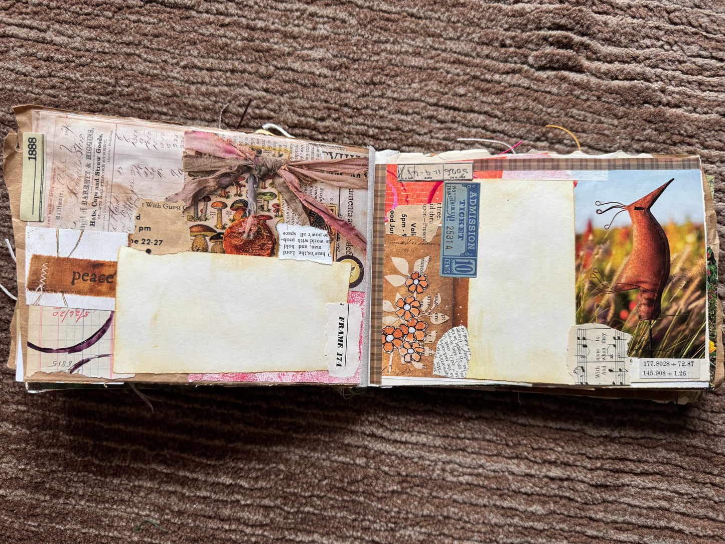 Junk Journal: Petite Grungy Trashy Collage Art Vintage Garden