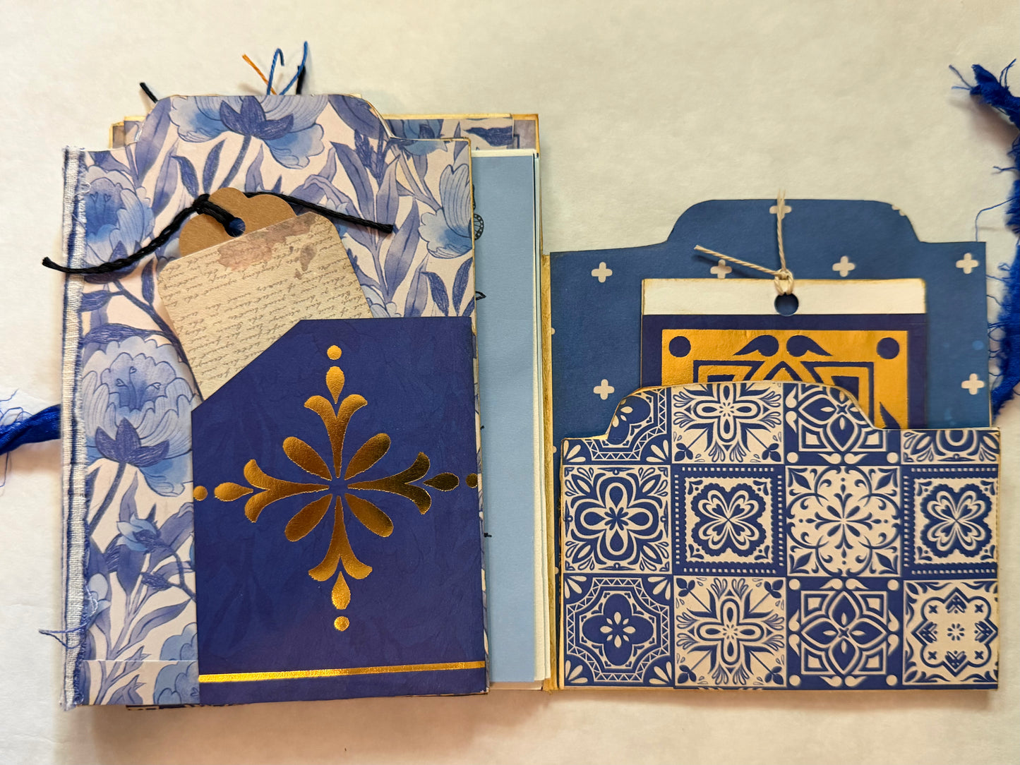 Junk Journal: Petite Diary Grungy Trashy Collage Art Vintage Blue theme