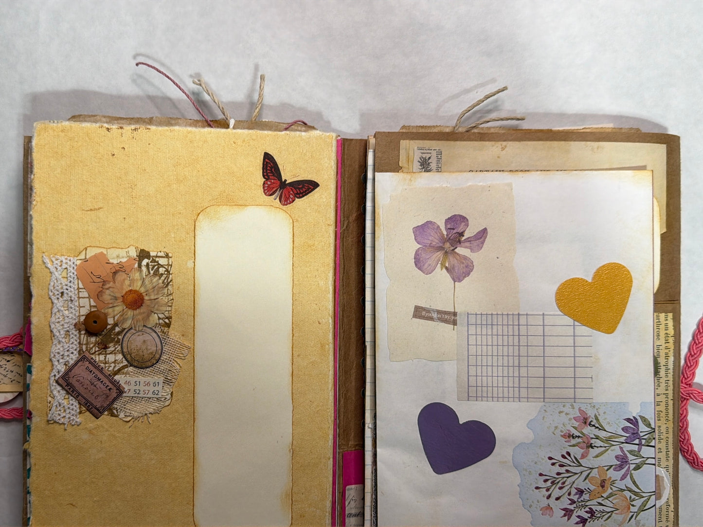 Junk Journal: Petite Grungy Trashy Collage Art Vintage Pink