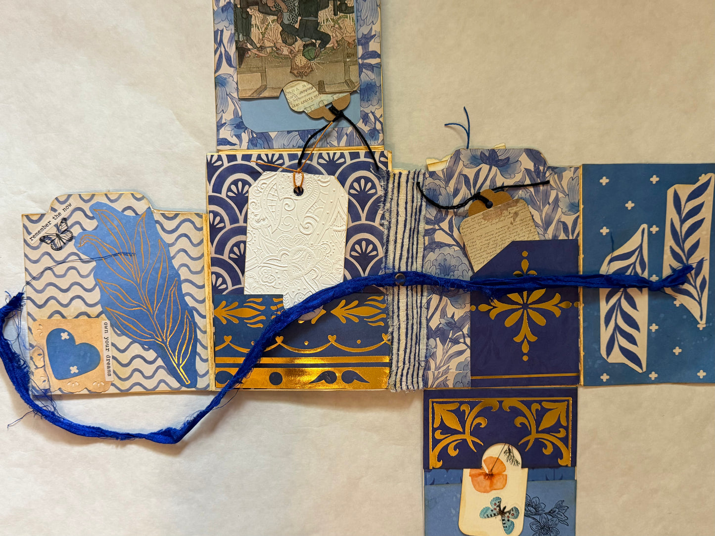 Junk Journal: Petite Diary Grungy Trashy Collage Art Vintage Blue theme
