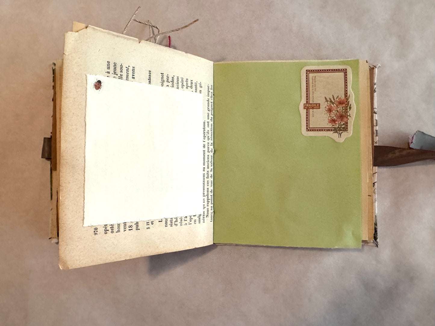 Junk Journal: Petite Grungy Trashy Collage Art Vintage Herb theme