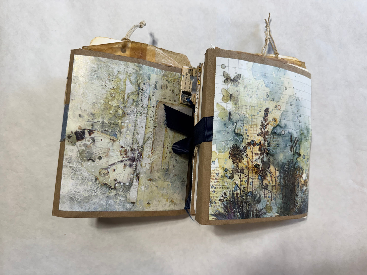 Junk Journal: Petite Grungy Trashy Collage Art Vintage Blue