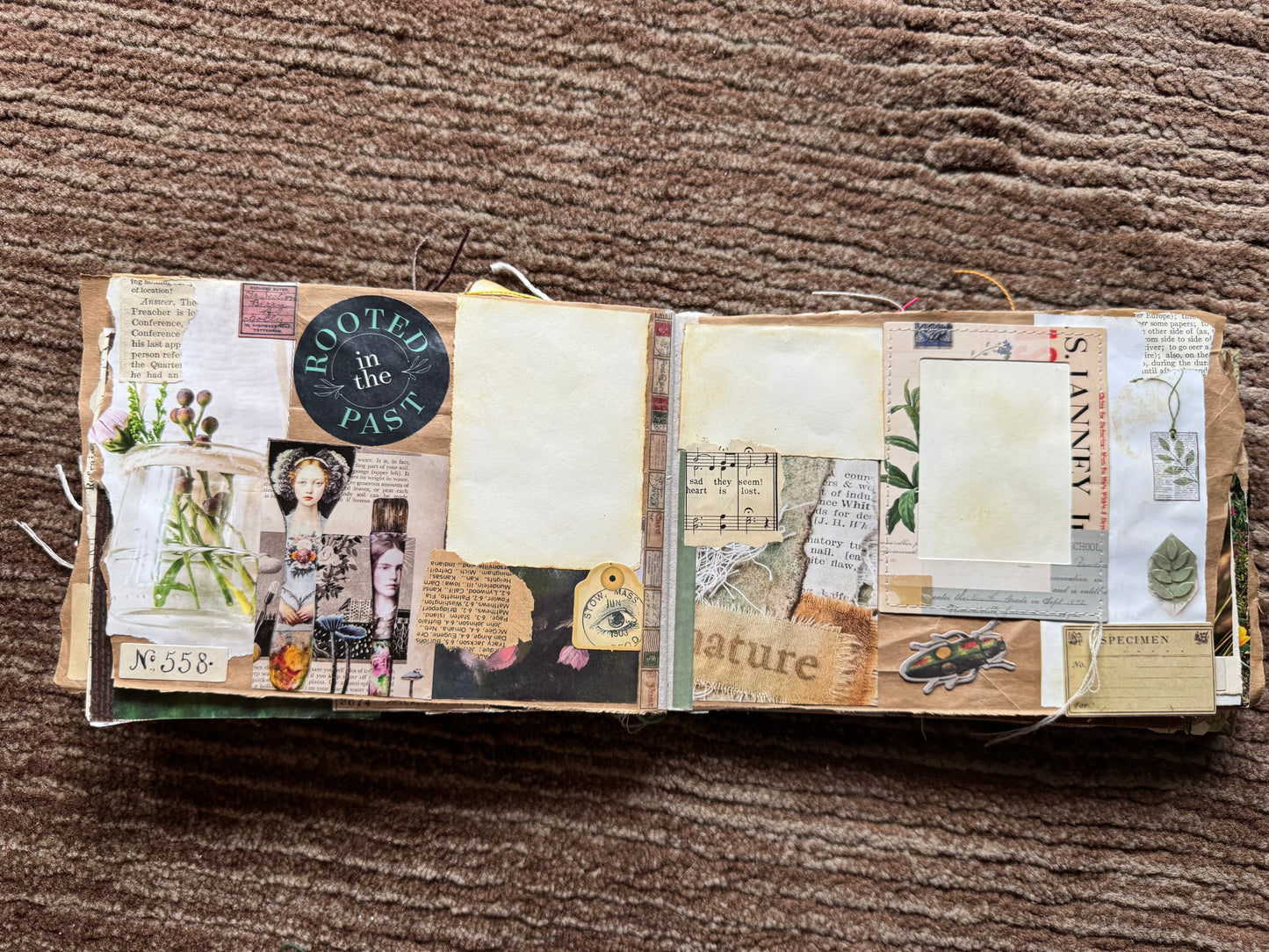 Junk Journal: Petite Grungy Trashy Collage Art Vintage Garden