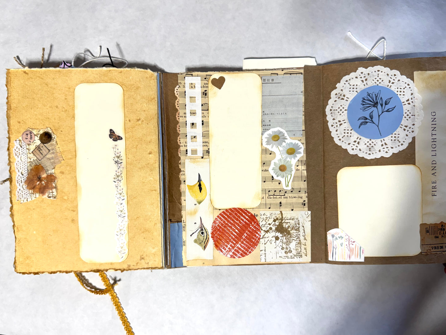 Junk Journal: Petite Grungy Trashy Collage Art Vintage Yellow