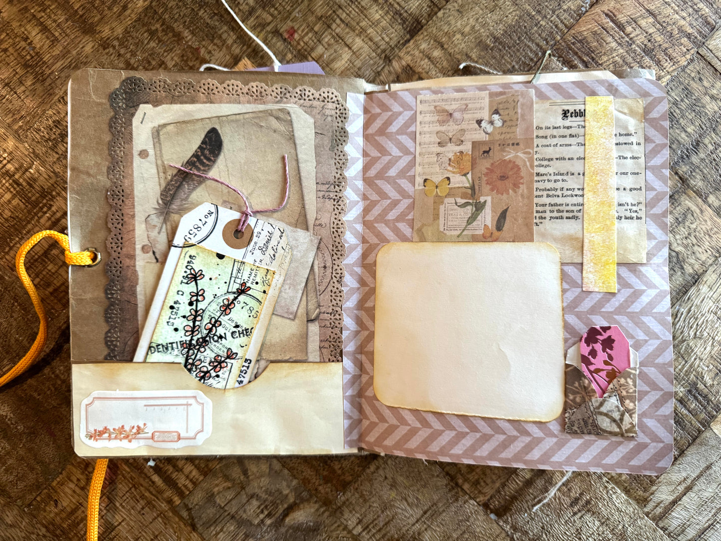 Junk Journal: Petite Grungy Trashy Collage Art Vintage Yellow2