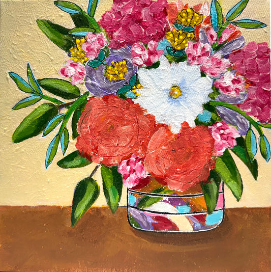 Bunch of Color Bouquet Acrylic Painting on Canvas