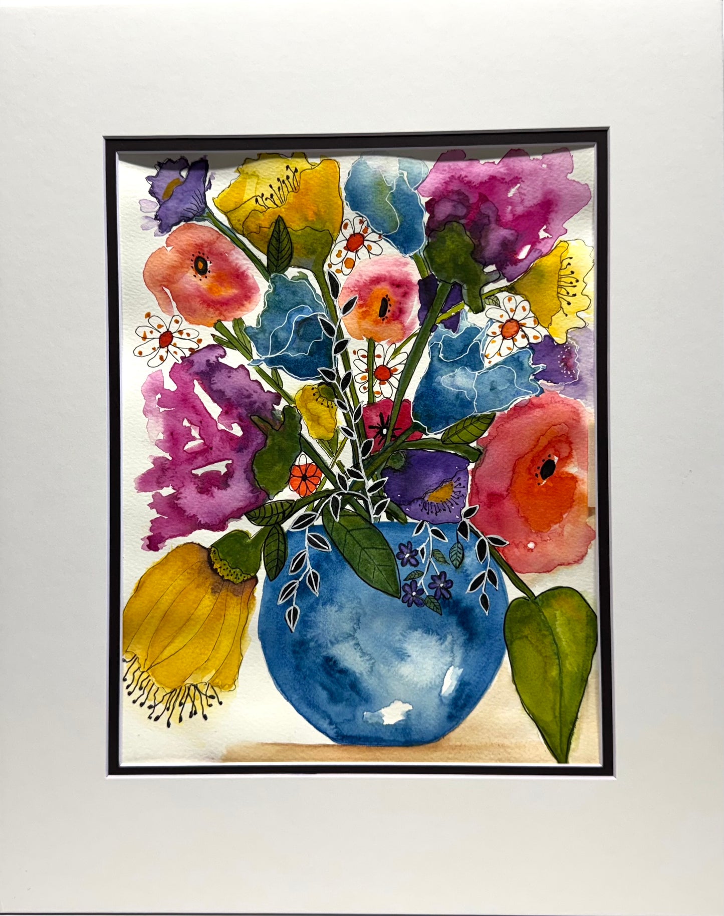 Watercolor Painting Shades of Amore Floral Bouquet