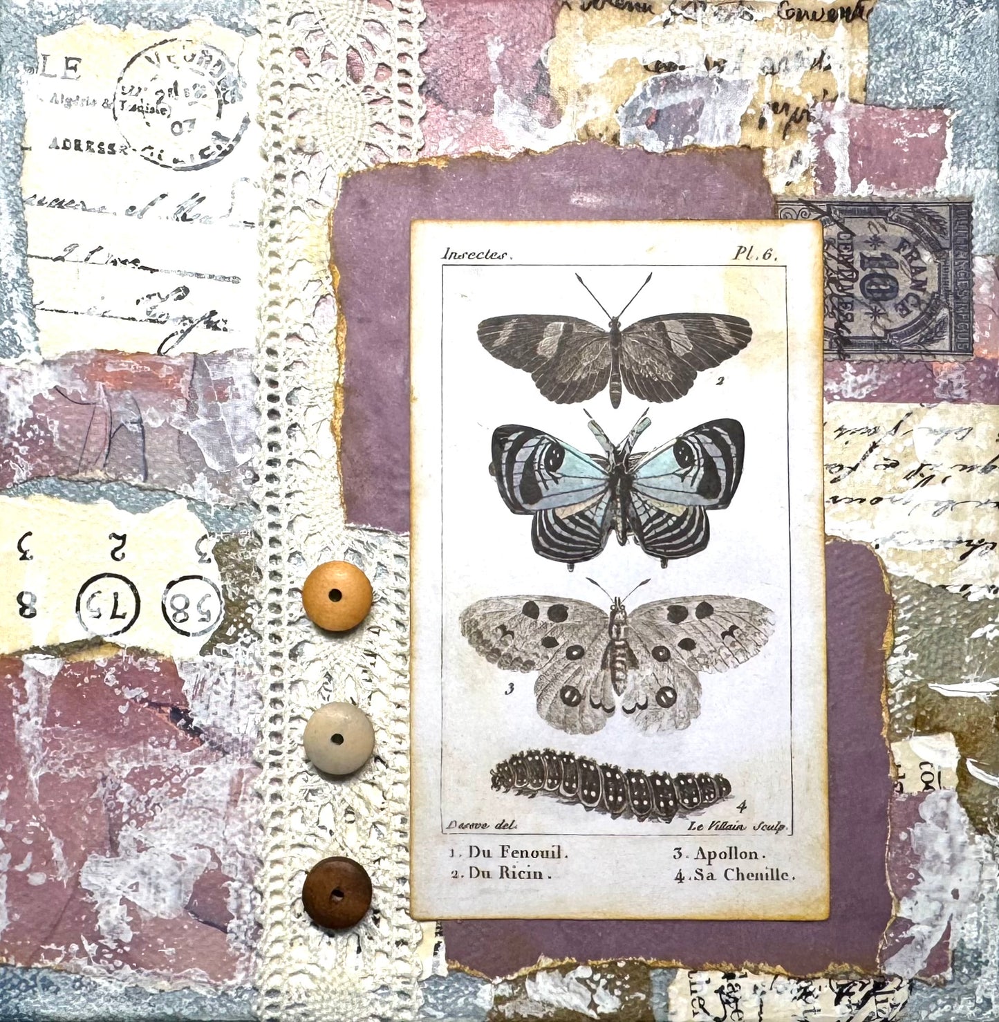 Butterfly Blues 6" chunky square canvas
