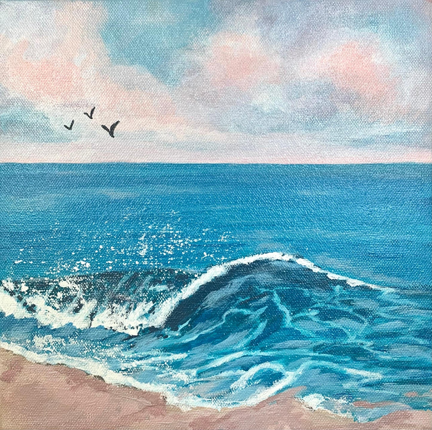 Ocean Wave Painting Beach life Ocean lover Gift Original painting Soothing Seascape Decor Waves Beach decor Coastal art Seagulls