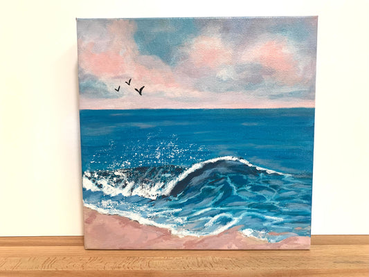 Ocean Wave Painting Beach life Ocean lover Gift Original painting Soothing Seascape Decor Waves Beach decor Coastal art Seagulls