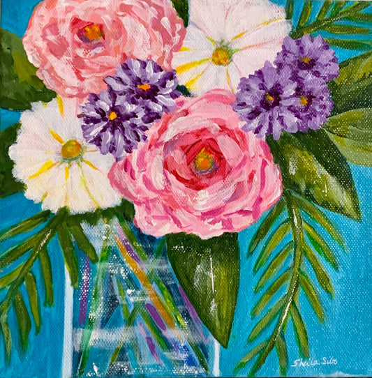 Flowers in vase Canvas Art