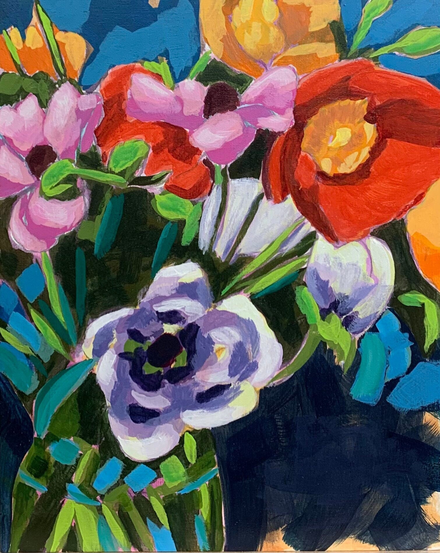 Wildflower & Poppy painting