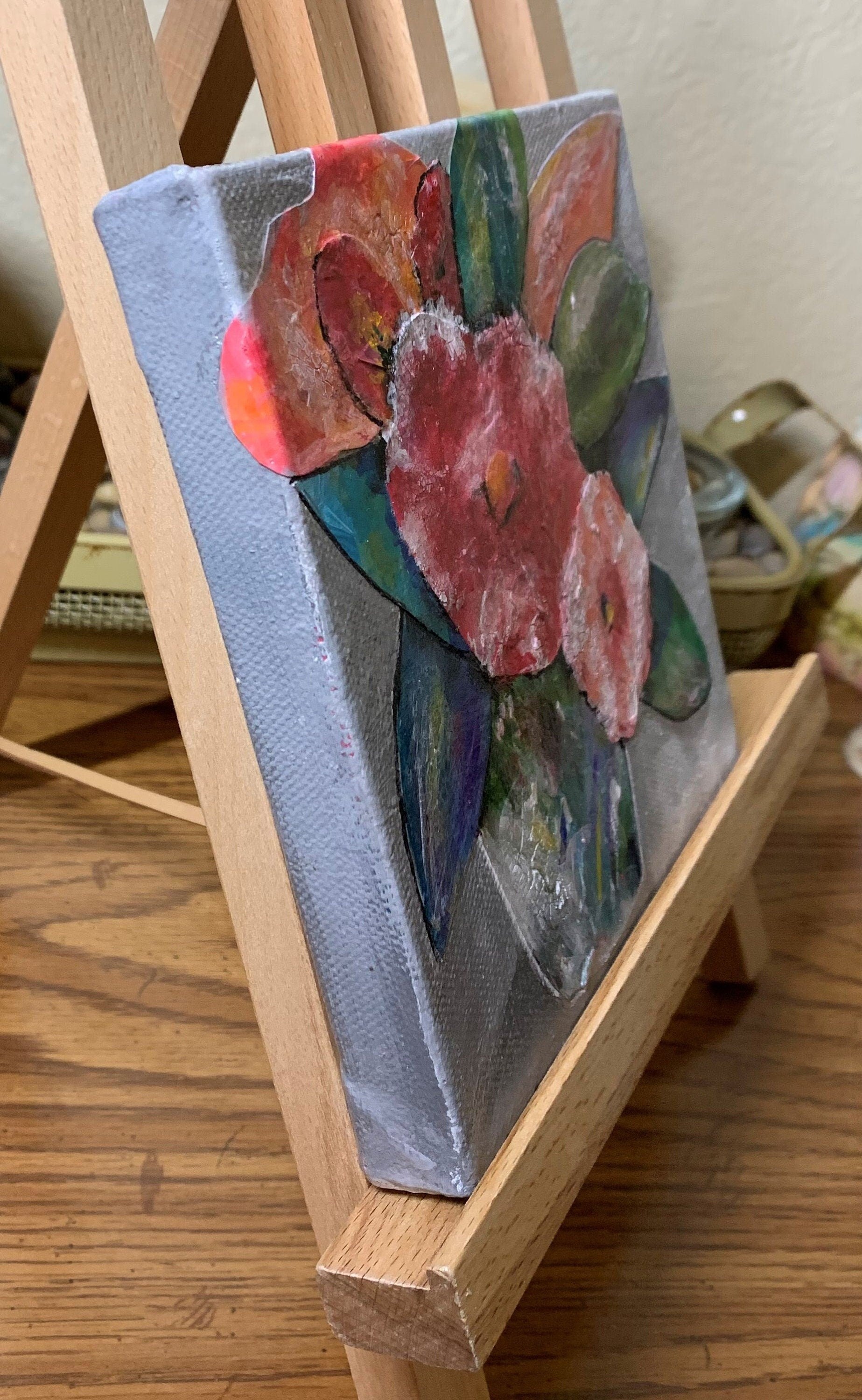 Floral Acrylic Collage Painting