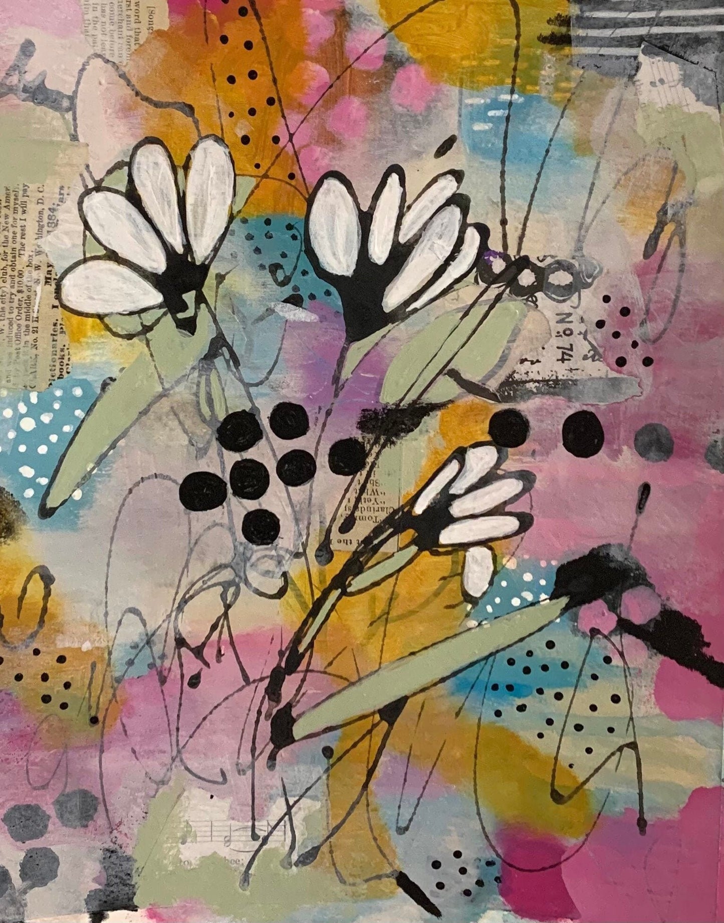 Abstracts with Daisies paintings