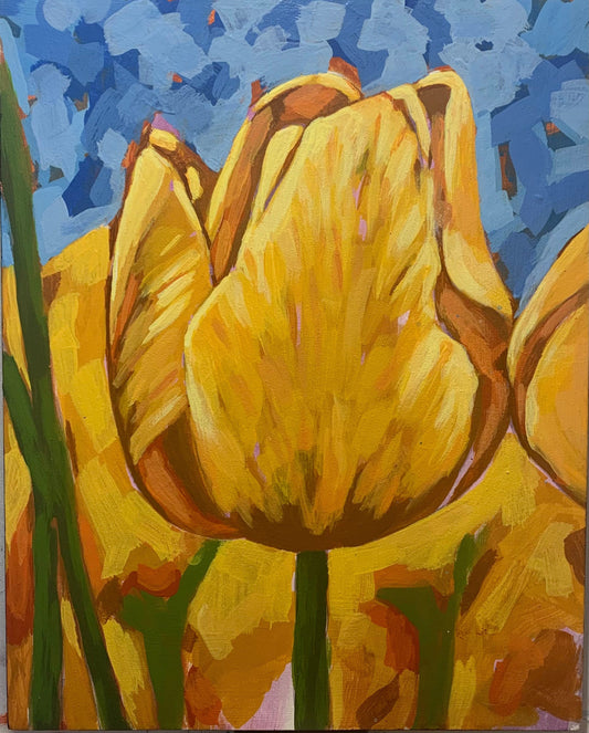Yellow spring tulip painting
