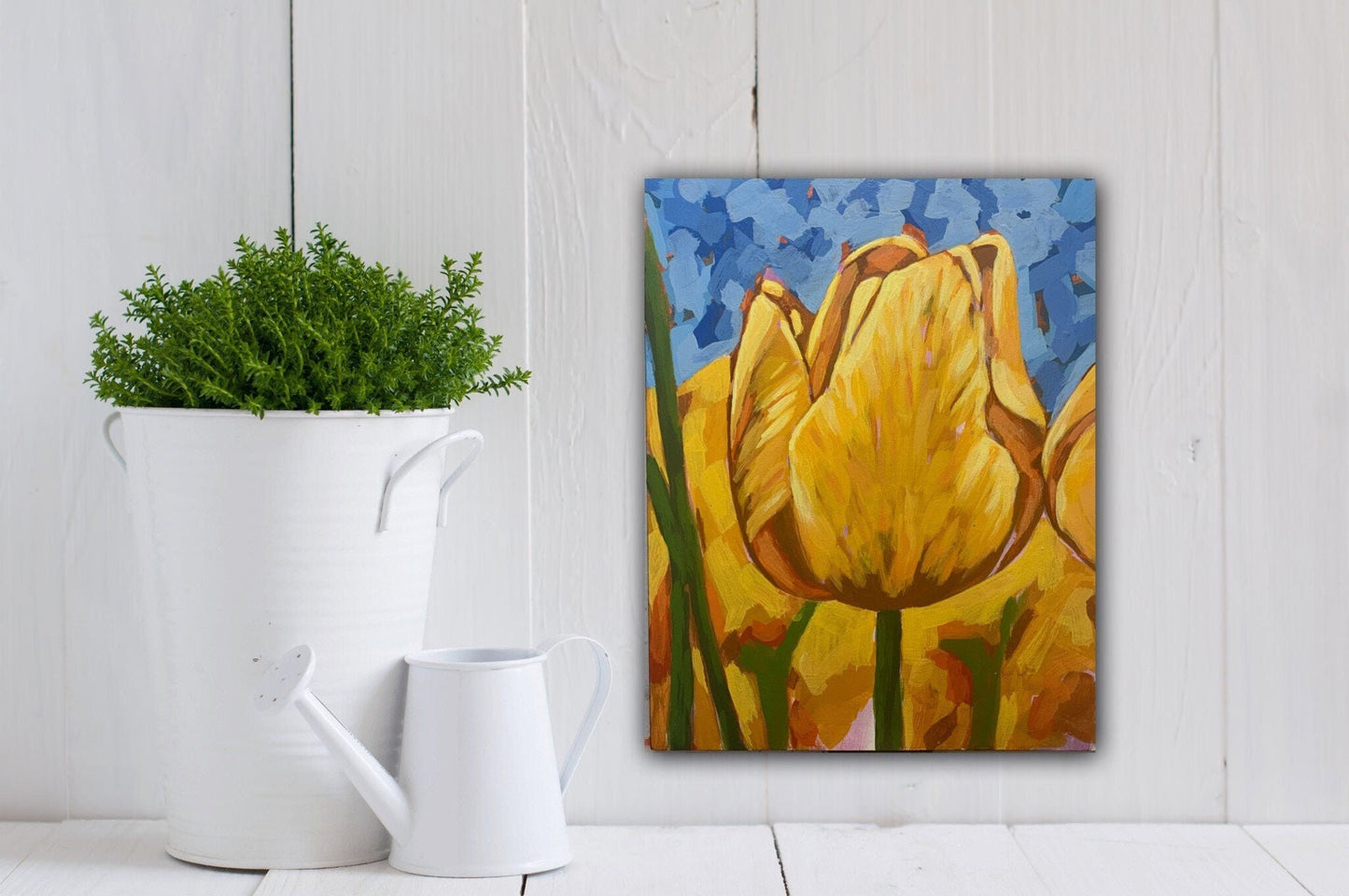 Yellow spring tulip painting