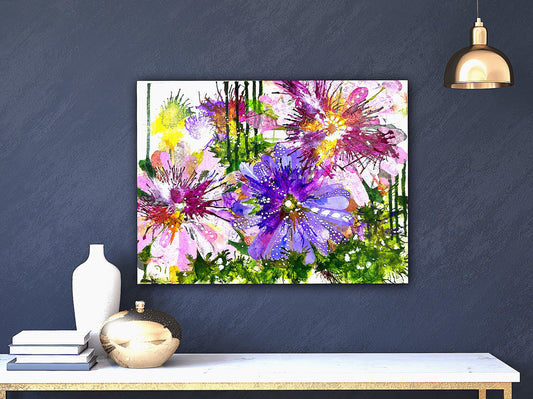 Flora Bella Floral Collage Painting Art on Canvas Eye catching feminine accent Botanical design Nature home accent Garden decor Colorful