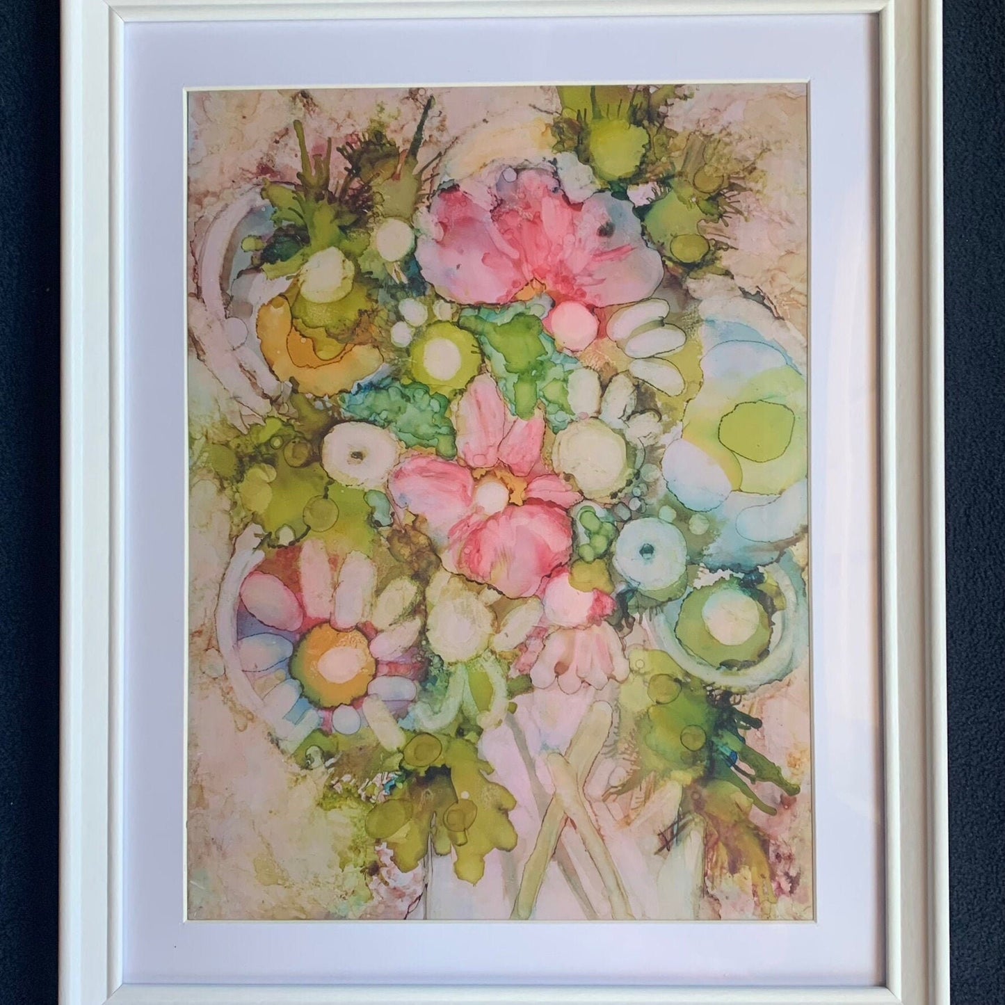 Floral Ink Abstract Pastel Painting #2 Rainbow colors Whimsical art One of a kind nature wall art Garden decor feminine flower lover gift
