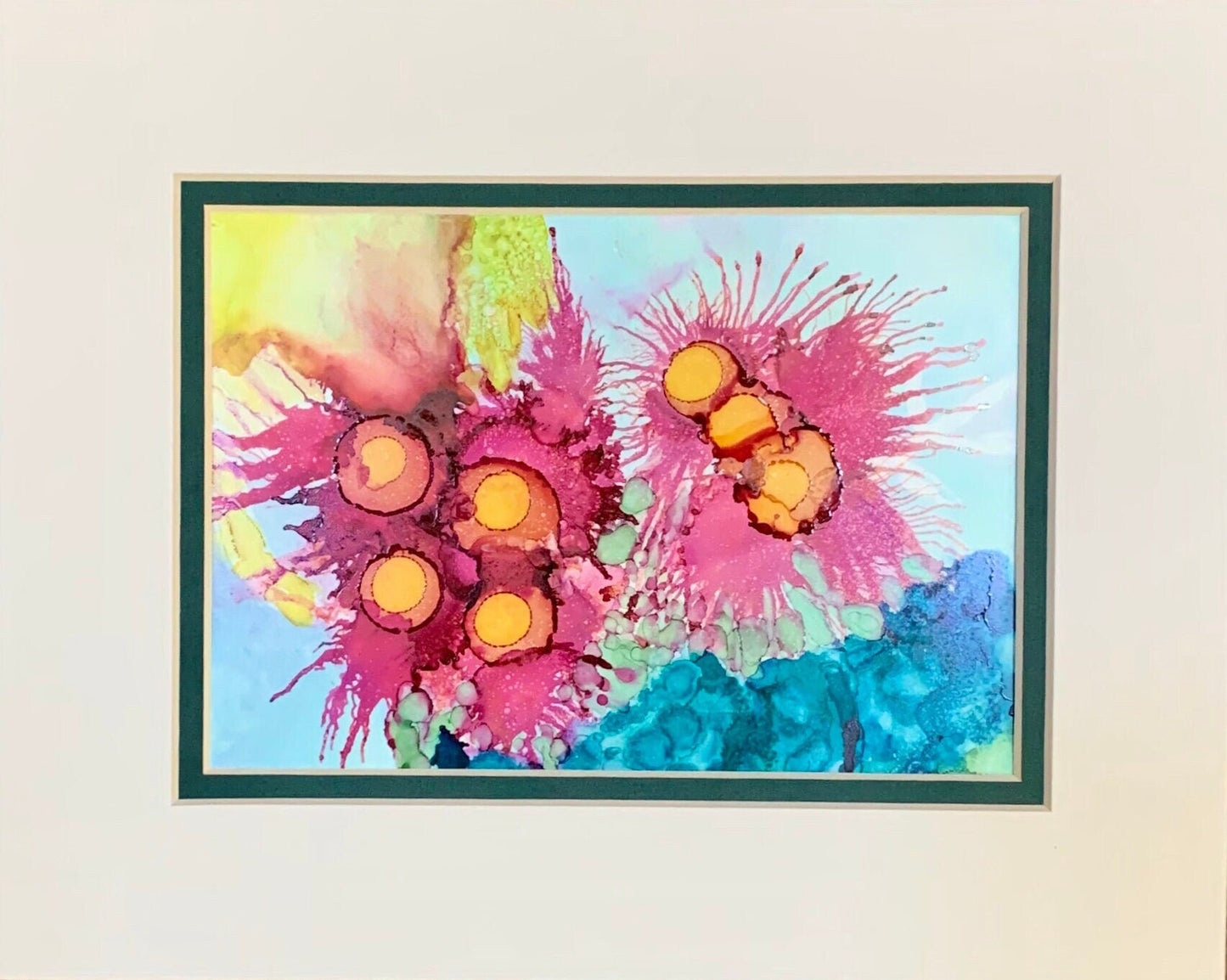 Summer Garden #2 Ink Abstract Painting Vivid Rainbow colors Whimsical art One of a kind nature wall art Garden decor flower lover gift