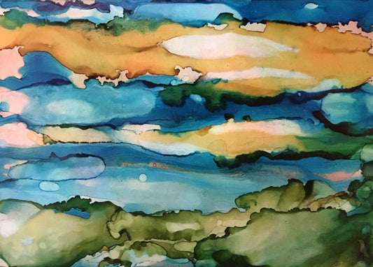 Sun Clouds Ink Abstract Artwork