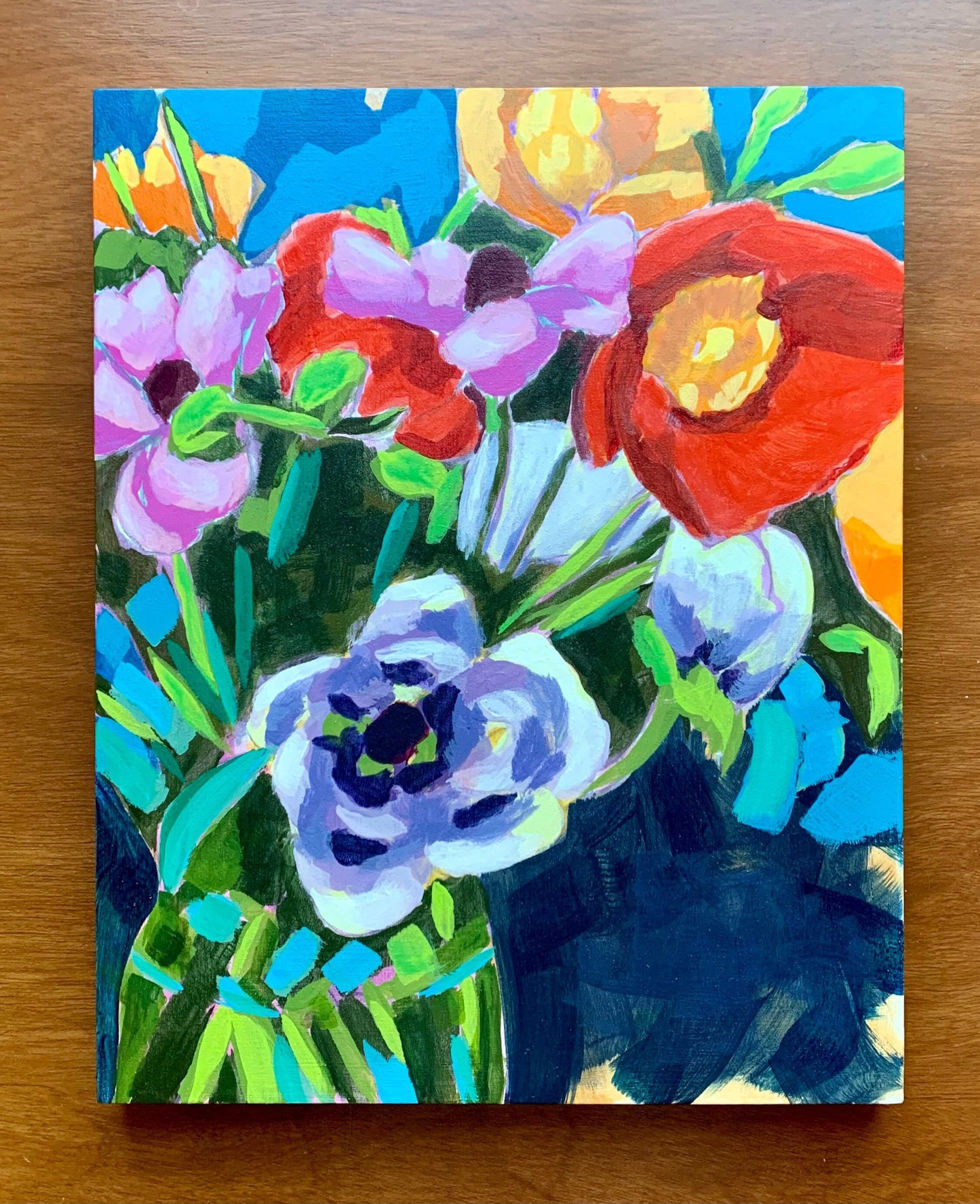 Wildflower & Poppy painting