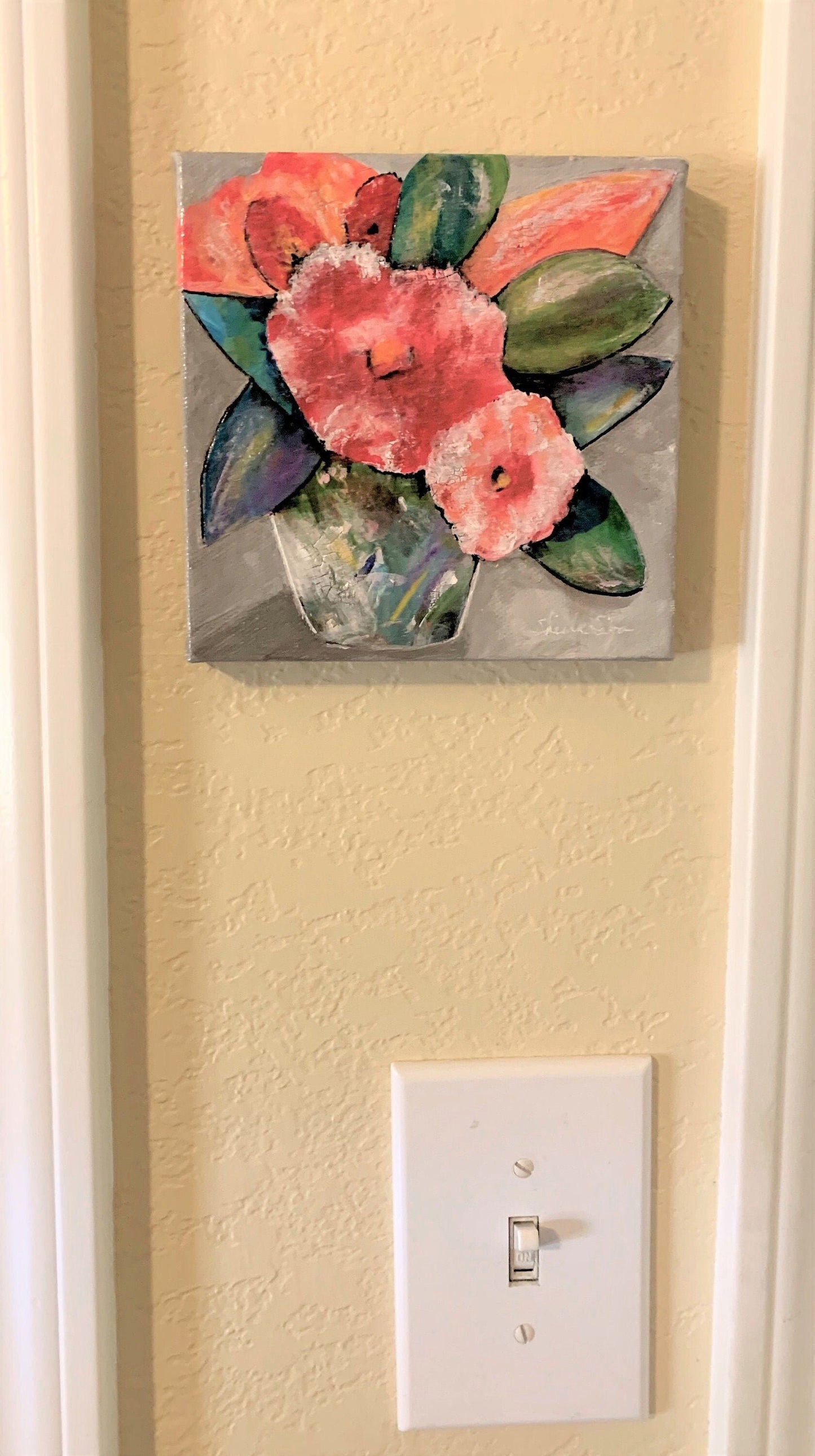 Floral Acrylic Collage Painting