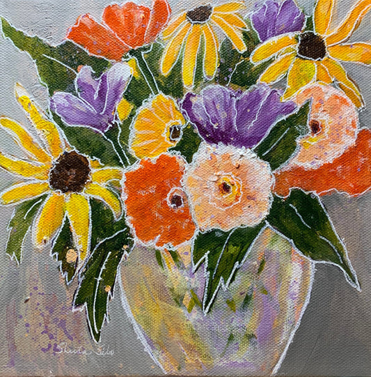 Flowers in Fish Bowl Painting
