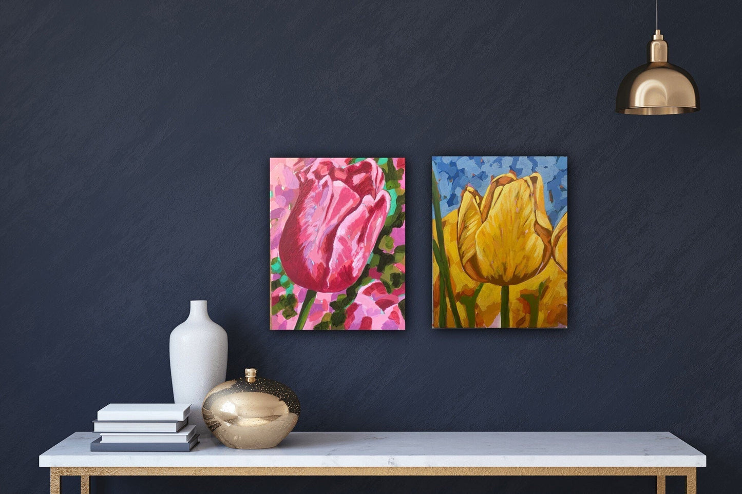 Yellow spring tulip painting