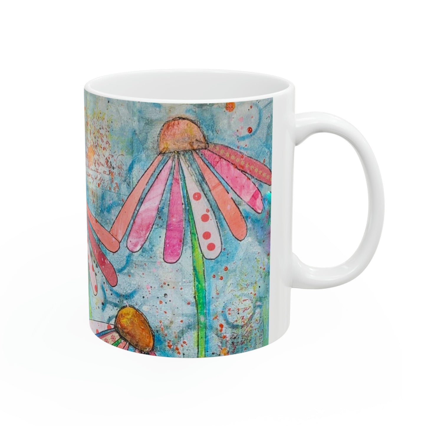 Pink Coneflower Ceramic Mug 11oz